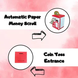 just97 ATM Safe Kids Piggy Saving ATM Bank with Electronic Lock Coin Bank for Kids P82 Coin Bank image 3