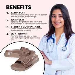 doctor extra soft Classic Cushion Sliders/Slippers with Adjustable Buckle Strap for Adult D-526 Women Slides image 2