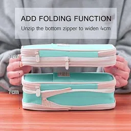 shivom Large Capacity Multi-Compartment Pen Pencil Pouch for School, College, Office Geometry Box image 5