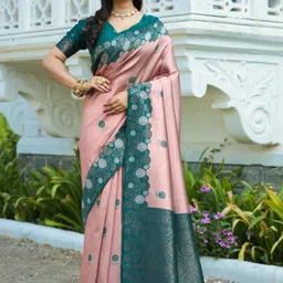 cosbila fashion Woven Banarasi Silk Blend Saree image 4