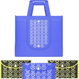 kuber industries Pack of 4 Smile Foldable Unisex Shopping Bags | Dark Blue & Black Yellow Pack of 4 Grocery Bags-picture-31