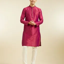 diwas by manyavar Men Solid Art Silk Straight Kurta-picture-23