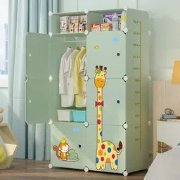 etoly 8-Door 8-Shelf Plastic kids Collapsible Cupboard Cloth stand PC Collapsible Wardrobe image 2