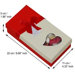ecraftindia Red Roses Bouquet And White & Red Teddy Bear 's Rectangle Shaped Gift Box image 4