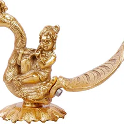shoppingrox Lord Krishna God Idol | German Silver | Gold Colour - 15 cm Decorative Showpiece - 15 cm image 2