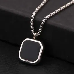 rootwave Men’s Stainless Steel Black Pendant Necklace Set – Round & Octagon Silver Stainless Steel, Steel, Sterling Silver Locket image 3