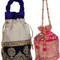 sunesh creation Women Blue, Pink, Gold Potli-picture-21