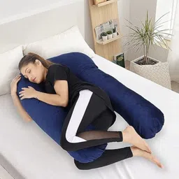 ag pro comfort ultra soft U-Shaped Pregnancy Pillow | Maternity Body Pillow with Velvet Cover Polyester Fibre Stripes, Solid Pregnancy Pillow Pack of 1 image 4