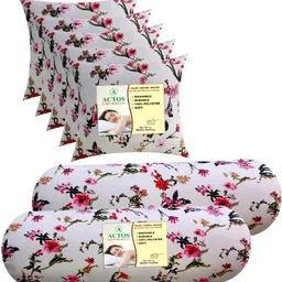actos Combo Set Of 5 Cushion And 2 Microfibre Floral Bolster Pack of 7-picture-20
