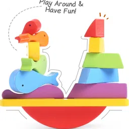 intelliskills Wooden Rainbow Balancing Ship Stacker for Kids, Sorting & Stacking Toy for 2+Yrs image 5