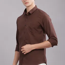 uzmax Men Slim Fit Solid Spread Collar Casual Shirt image 4