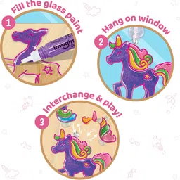 imagimake Window Art Unicorn & Princess | Glass Painting Kit image 3