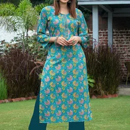 rr sa kurtis Women Printed Cotton Blend Straight Kurta-picture-35