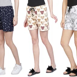 club a9 Pack of 3 Printed Women Multicolor Beach Shorts, Night Shorts, Regular Shorts, Running Shorts, Cycling Shorts image 3