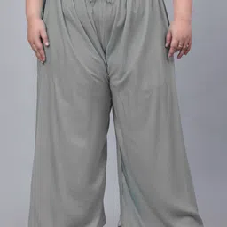 trend level Women Flared Grey Viscose Rayon Trousers-picture-11
