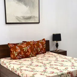 BOMBAY DYEING Blumen Brown Printed Pure Cotton 104 TC Queen Bedsheet Set 2.24 m X 2.54 m-picture-15