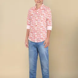 Allen Solly Junior Boys Spread Collar Floral Printed Cotton Slim Fit Casual Shirt image 3
