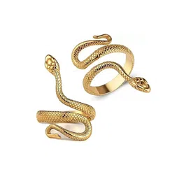 VS Unique Collection Set Of 2 Gold Toned Brass Plated Stainless Steel Finger Ring-picture-15