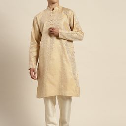 SOJANYA Ethnic Motifs Pastels Silk Cotton Kurta-picture-34