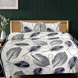 Supreme Home Collective Black Floral Microfiber 144 TC Queen Bedsheet With 2 Pillow Covers-picture-12