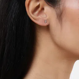 Luxevogue 92.5 Silver Rhodium Plated Leaf Shaped Cubic Zirconia Studs Earrings-picture-23