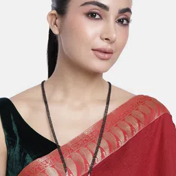 ABDESIGNS Silver-Plated Artificial Stones & Beads Studded Mangalsutra image 1