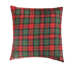 ZEBA Green & Red Checked Square Cushion Cover image 3