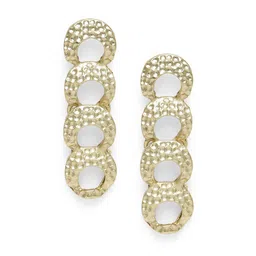 Estele Gold Plated Shimmering Beaten Gold Designer Drop & Dangle Earrings-image-32