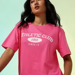 HRX by Hrithik Roshan Women Typography Printed Relaxed Fit Pure Cotton T-shirt-picture-34