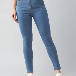 DOLCE CRUDO Women Blue Skinny Fit Stretchable High-Rise Jeans-image-11