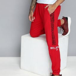 HRX by Hrithik Roshan Men Red Pure Cotton Printed Regular Fit Joggers-picture-24