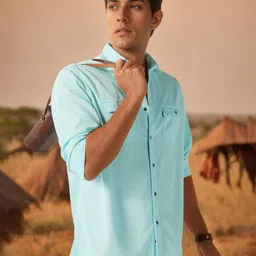 Louis Philippe Jeans Men Slim Fit Solid Spread Collar Cotton Casual Shirt-picture-18