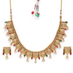 Peora Gold-Plated Faux Kundan & Beads Jewellery Set-image-45