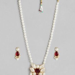 Anouk Gold Plated Stone & MOP Studded Beaded Premium Necklace & Earring Set-picture-42