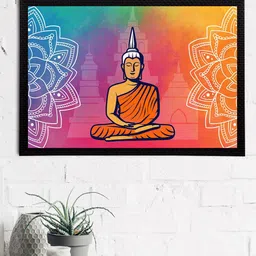 eCraftIndia Set Of 3 Blue & Pink Meditating Lord Buddha Satin Matt Texture UV Art Painting-image-14