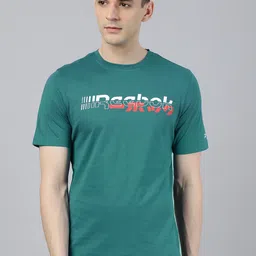 Reebok Men Green Printed Slim Fit Meet You There Training Pure Cotton T-shirt-picture-43
