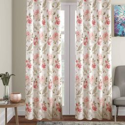 Trance Home Linen White & Pink 2 Pieces Floral Printed Cotton Door Curtains-picture-18
