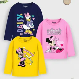 YK Disney Girls Pack Of 3 Minnie Mouse Printed Round Neck T-shirts-picture-11