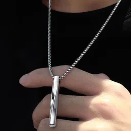 Designs & You Men Silver-Plated Stainless Steel Geometric Pendant With Chain-picture-33
