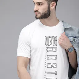 Roadster Men White Typography Printed Pure Cotton T-shirt-picture-14