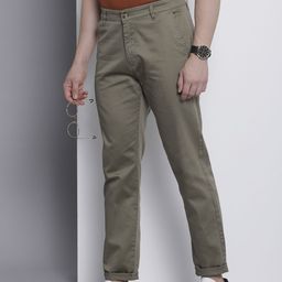 The Indian Garage Co Men Solid Slim Fit Chinos Trousers-picture-39