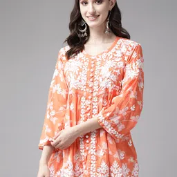 ADA Floral Embroidered Chikankari Kurti-picture-39