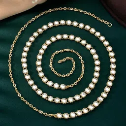Peora White Gold Plated Kundan Studded Kamarband Belly Chain-picture-22