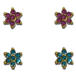 Comet Busters Pack Of 2 Gold Plated Stone Studded Floral Non Piercing Ear Stickers-picture-38