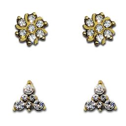 Comet Busters Pack Of 2 Gold Plated Stone Studded Floral Non Piercing Ear Stickers-picture-48