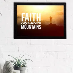 eCraftIndia Brown & White "Faith Can Move Mountains" Motivational Quote Satin Matt Texture UV Art Painting-picture-19