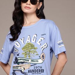 Roadster The Life Co. Graphic Printed Relaxed Fit Pure Cotton T-shirt-picture-34