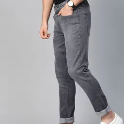 WROGN Men Grey Slim Fit Mid-Rise Clean Look Stretchable Jeans image 4