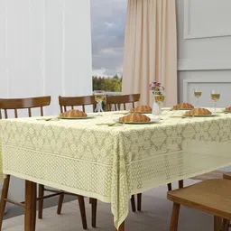 Kuber Industries Cream-Coloured Ethnic Motifs Printed Cotton 6-Seater Table Cover image 5