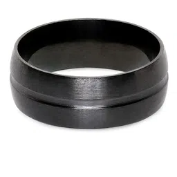 OOMPH Men Black Titanium Matte Finish Handcrafted Finger Ring image 4
